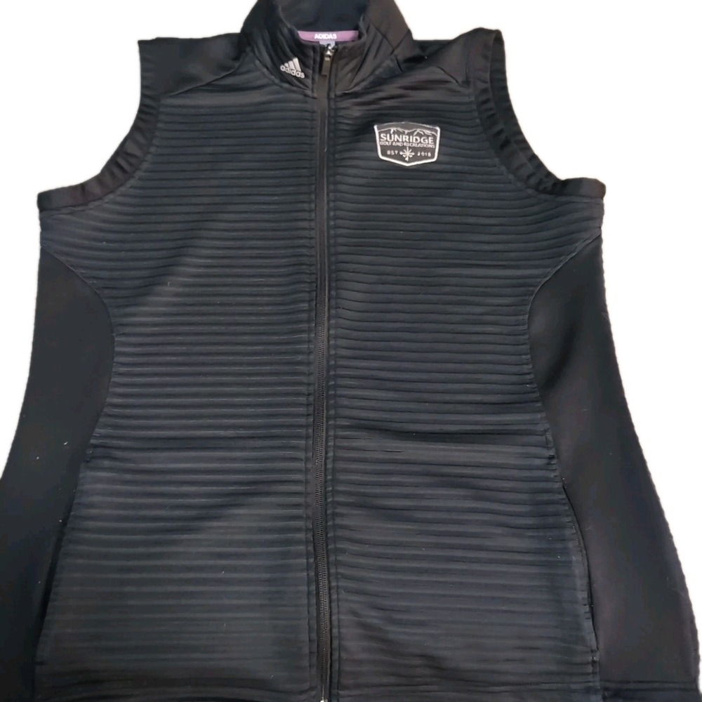 Adidas Women's‎ Vest Size XL Black Sleeveless Full Zip Mock Neck Pockets Golf